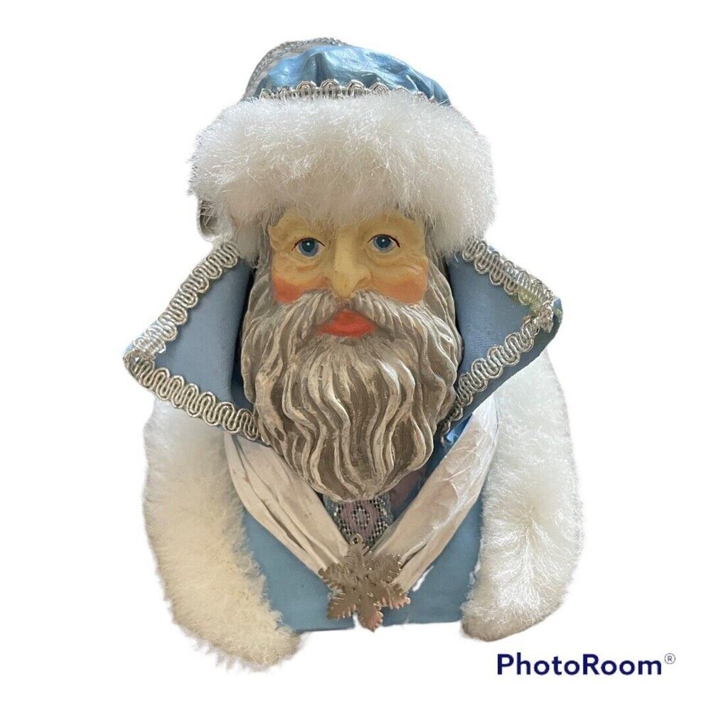 Papa Frost Blue fabric mache ornament Vintage The Heritage Santa Collection RARE